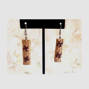 NWOT WOVEN WICKER RATTON DANGLE EARRINGS